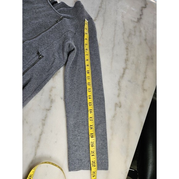 LOFT Bomber Jacket Womens Large Gray Tweed Full Zip Lined Pockets - Picture 7 of 12